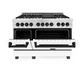 ZLINE Autograph Edition 48" DuraSnow Stainless Steel 7 Burner Dual Fuel Range With White Matte Door, Matte Black Accents and 6.0 cu. ft. Electric Oven