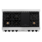 ZLINE Autograph Edition 48" DuraSnow Stainless Steel and Gold Accents Porcelain 7 Burner Rangetop