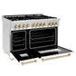 ZLINE Autograph Edition 48" Stainless Steel 7 Burner Dual Fuel Range With White Matte Door, Gold Accents and 6.0 cu. ft. Electric Oven