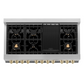 ZLINE Autograph Edition 48" Stainless Steel 7 Burner Dual Fuel Range With White Matte Door, Gold Accents and 6.0 cu. ft. Electric Oven