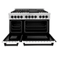 ZLINE Autograph Edition 48" Stainless Steel 7 Burner Dual Fuel Range With White Matte Door, Matte Black Accents and 6.0 cu. ft. Electric Oven