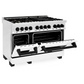 ZLINE Autograph Edition 48" Stainless Steel 7 Burner Dual Fuel Range With White Matte Door, Matte Black Accents and 6.0 cu. ft. Electric Oven