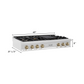 ZLINE Autograph Edition 48" Stainless Steel and Champagne Bronze Accents Porcelain 7 Burner Rangetop