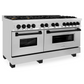 ZLINE Autograph Edition 60" Stainless Steel 9 Burner Dual Fuel Range With Matte Black Accents and 7.4 cu. ft. Electric Oven