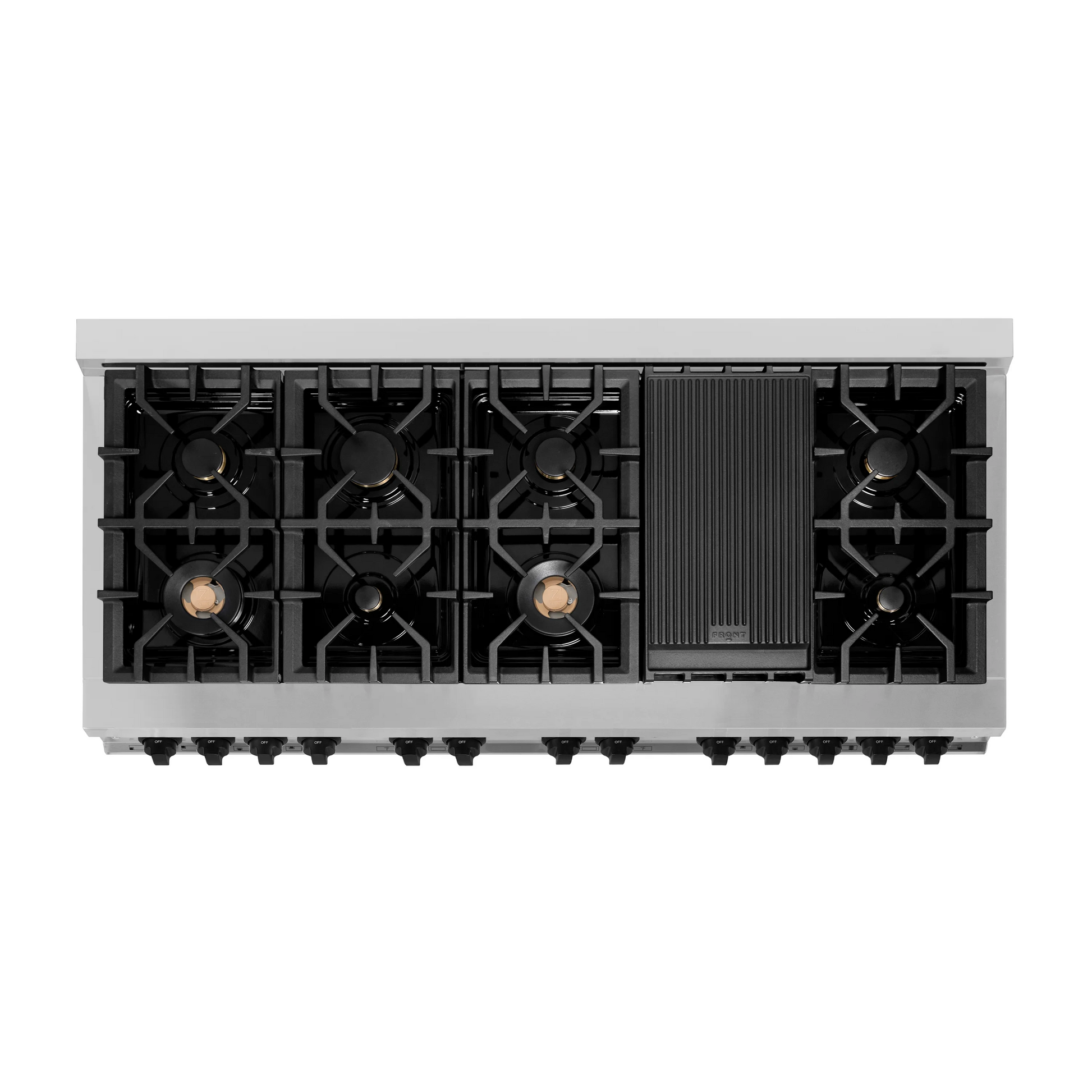 ZLINE Autograph Edition 60" Stainless Steel 9 Burner Dual Fuel Range With Matte Black Accents and 7.4 cu. ft. Electric Oven