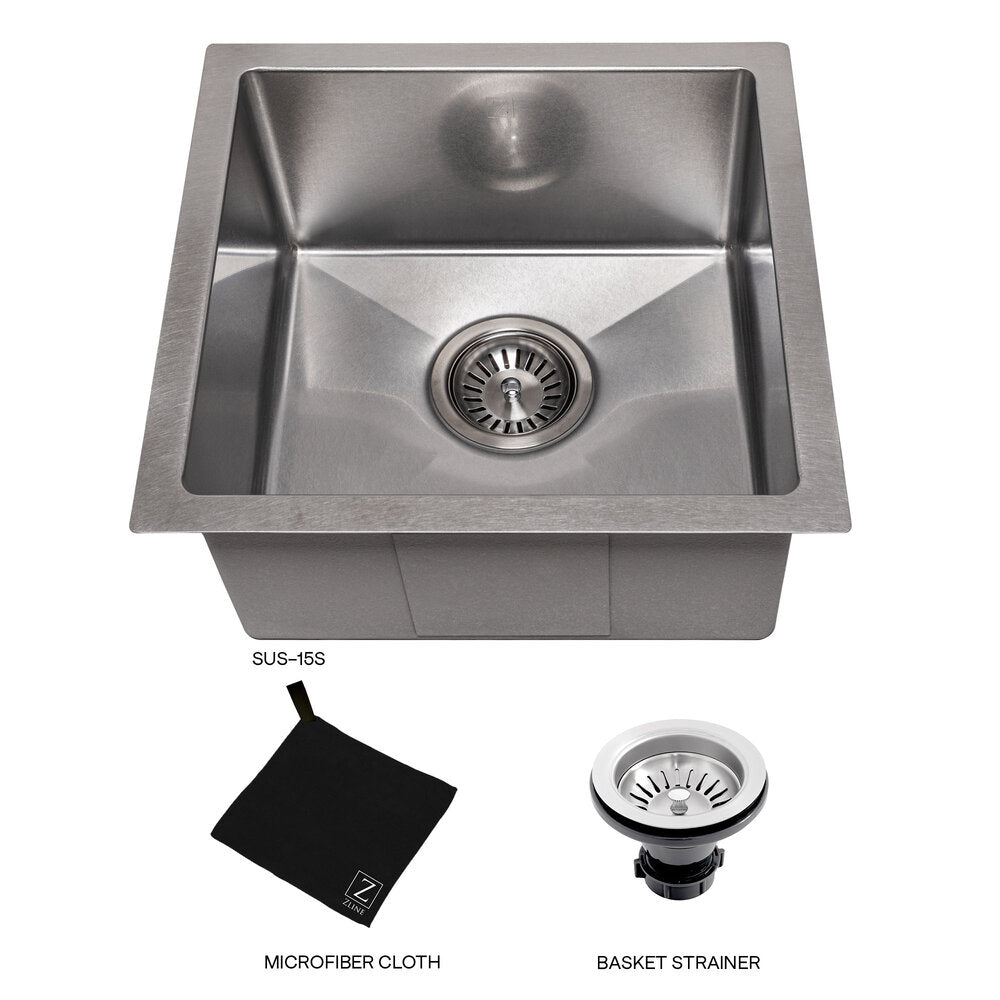 ZLINE Boreal 15" DuraSnow Stainless Steel Undermount Single Bowl Bar Sink