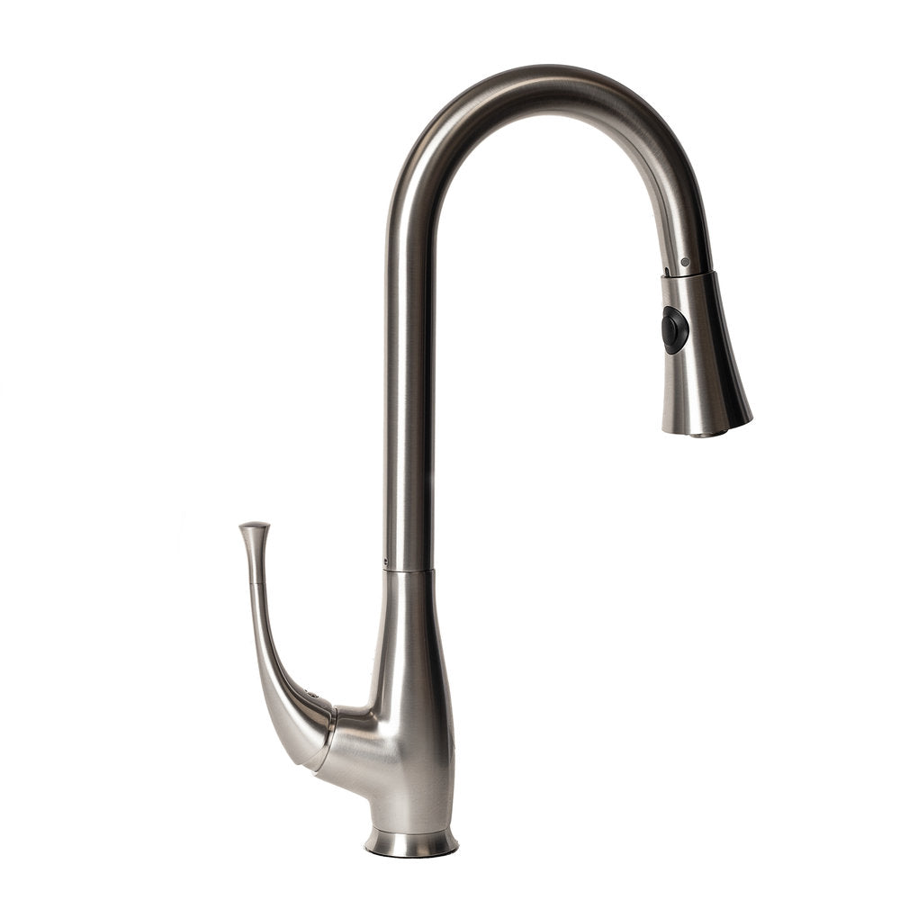 ZLINE Castor Brushed Nickel Single Hole 1.8 GPM Kitchen Faucet With Pull Out Spray Wand