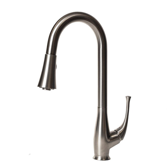 ZLINE Castor Brushed Nickel Single Hole 1.8 GPM Kitchen Faucet With Pull Out Spray Wand