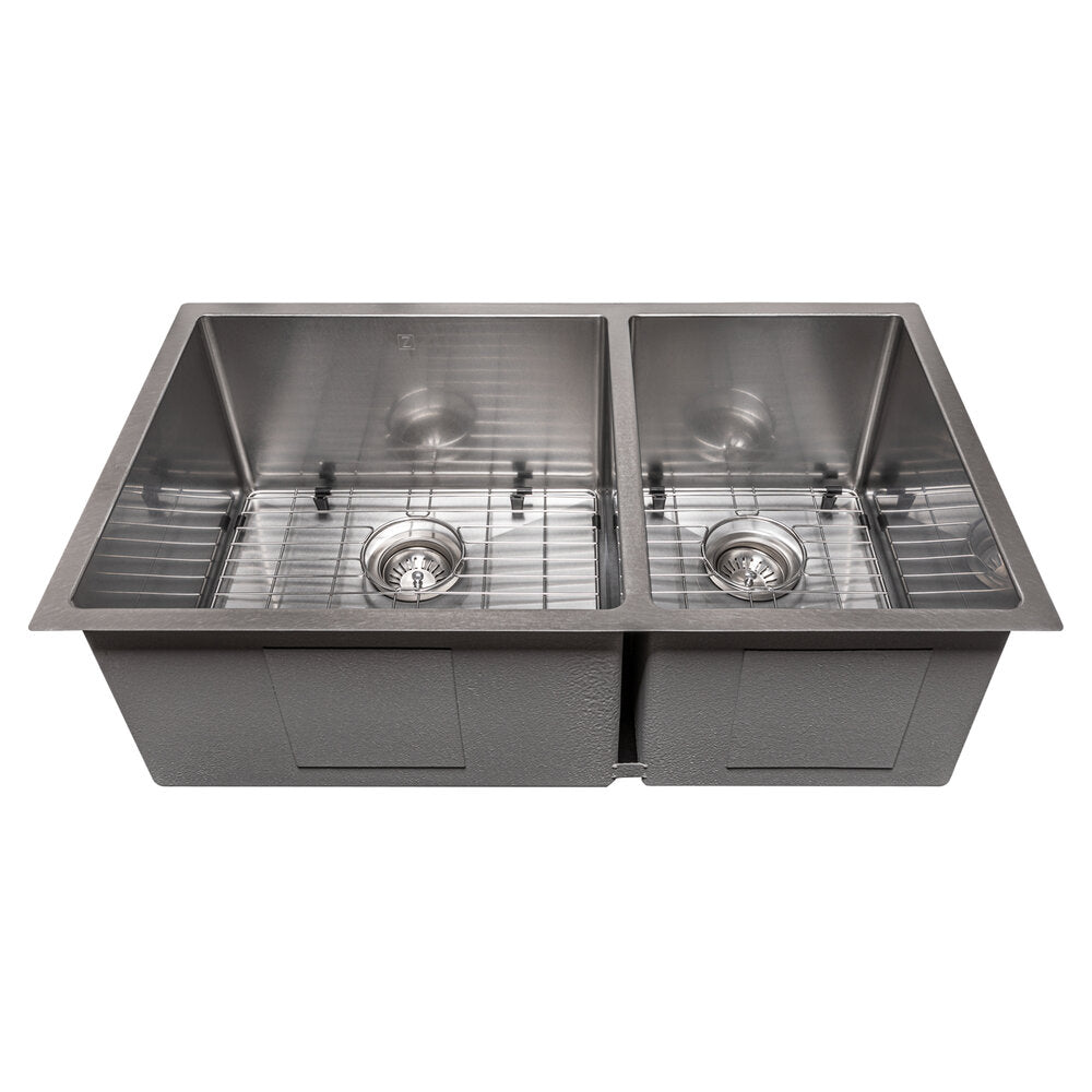 ZLINE Chamonix 33" DuraSnow Stainless Steel Undermount Double Bowl Sink