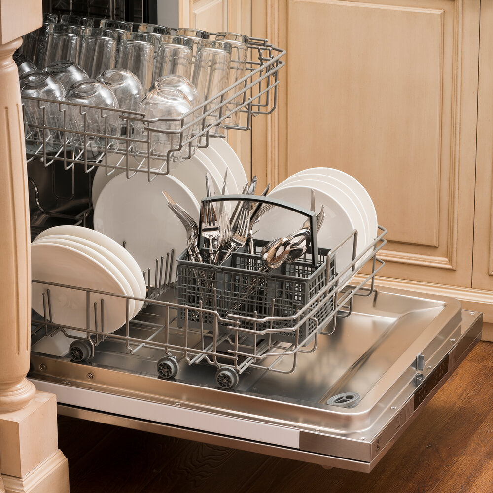 ZLINE Classic 18" Blue Gloss Top Control Dishwasher With Stainless Steel Tub and Traditional Style Handle