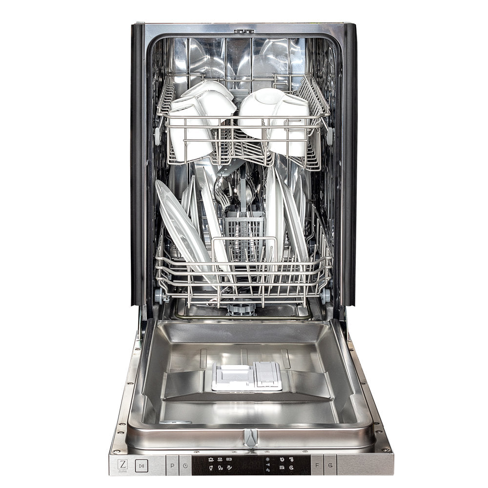 ZLINE Classic 18" Blue Matte Top Control Dishwasher With Stainless Steel Tub and Traditional Style Handle
