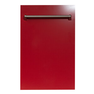 ZLINE Classic 18" Red Gloss Top Control Dishwasher With Stainless Steel Tub and Traditional Style Handle