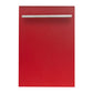 ZLINE Classic 18" Red Matte Top Control Dishwasher With Stainless Steel Tub and Modern Style Handle