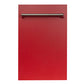 ZLINE Classic 18" Red Matte Top Control Dishwasher With Stainless Steel Tub and Traditional Style Handle