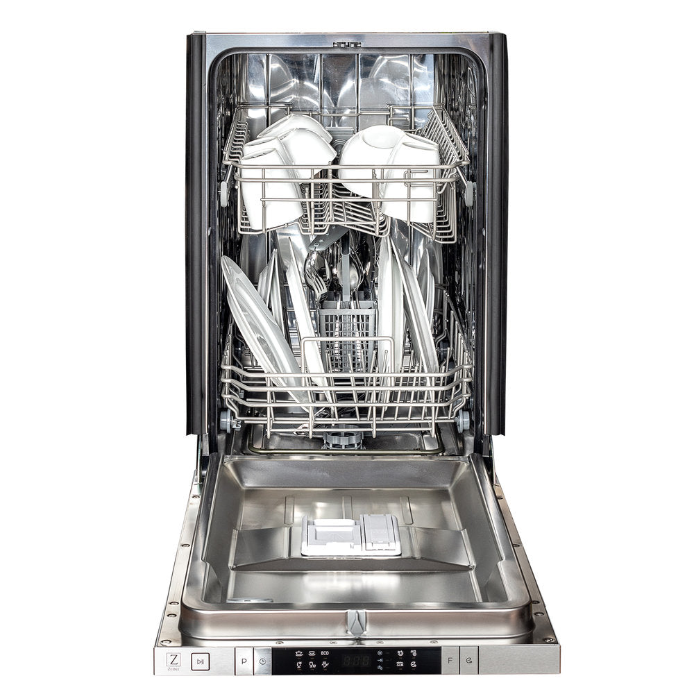 ZLINE Classic 18" White Matte Top Control Dishwasher With Stainless Steel Tub and Modern Style Handle