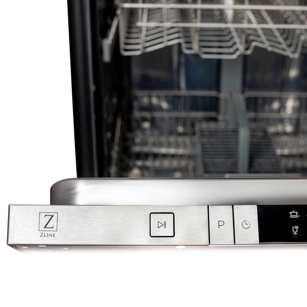 ZLINE Classic 24" Black Matte Top Control Dishwasher With Stainless Steel Tub and Modern Style Handle