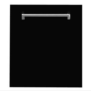 ZLINE Classic 24" Black Matte Top Control Dishwasher With Stainless Steel Tub and Traditional Style Handle