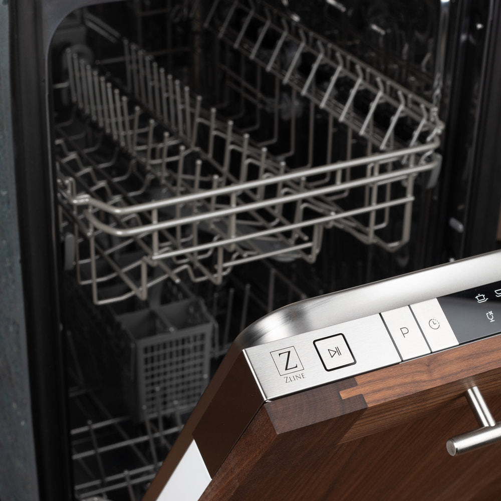 ZLINE Classic 24" Hand-Hammered Copper Top Control Dishwasher With Stainless Steel Tub and Modern Style Handle