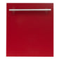 ZLINE Classic 24" Red Gloss Top Control Dishwasher With Stainless Steel Tub and Modern Style Handle