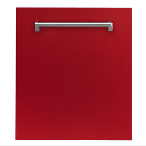 ZLINE Classic 24" Red Gloss Top Control Dishwasher With Stainless Steel Tub and Traditional Style Handle