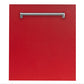 ZLINE Classic 24" Red Matte Top Control Dishwasher With Stainless Steel Tub and Traditional Style Handle
