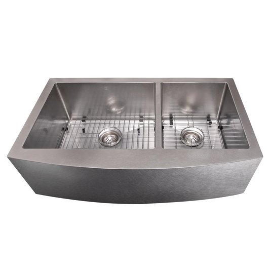 ZLINE Courchevel 36" DuraSnow Stainless Steel Farmhouse Undermount Double Bowl Sink