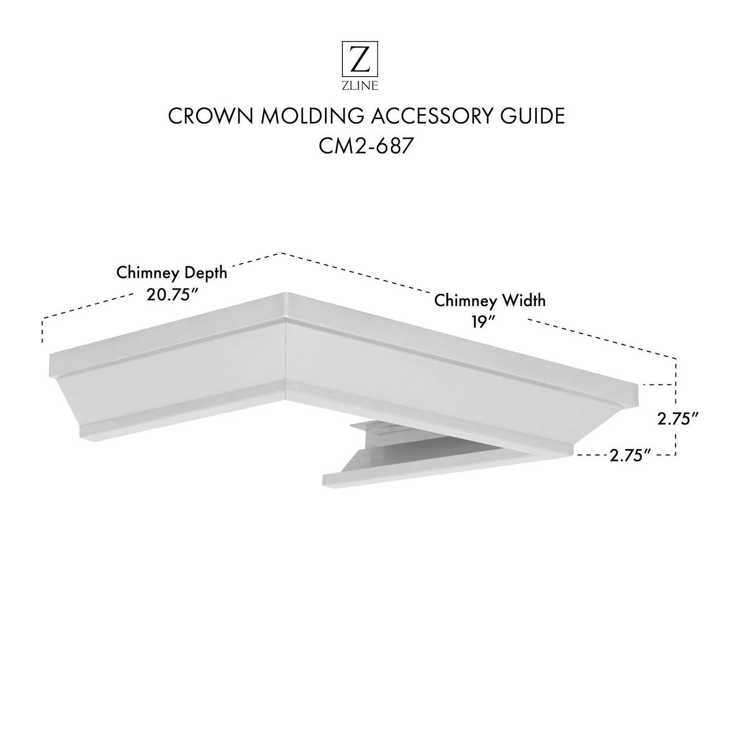 ZLINE Crown Molding Profile 2 for Wall Mount Range Hood (CM2-687)