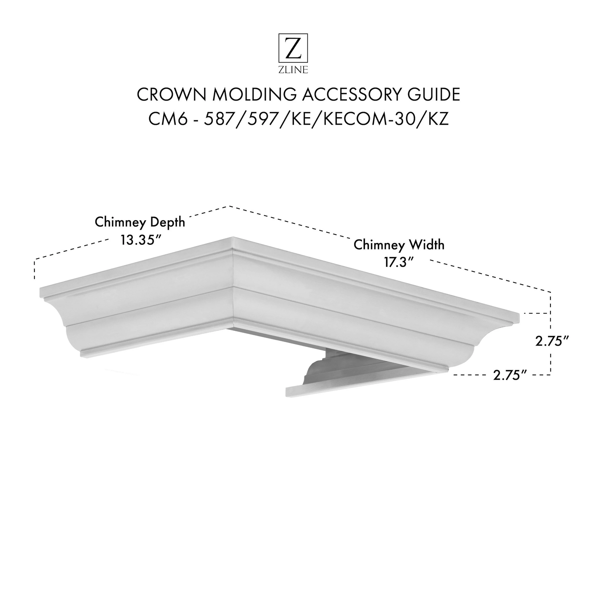 ZLINE Crown Molding Profile 6 for Wall Mount Range Hood (CM6-587/597/KE/KECOM-30/KZ)