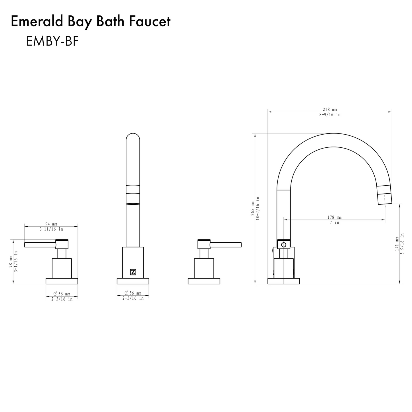 ZLINE Emerald Bay Brushed Nickel Widespread Bath Faucet