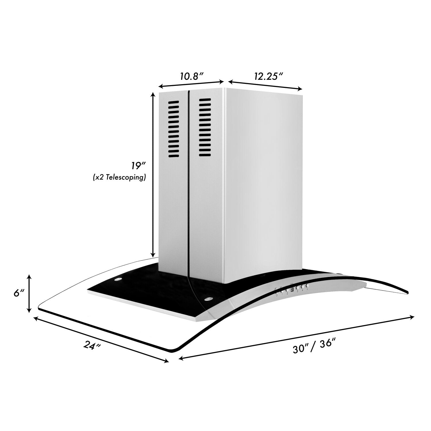 ZLINE GL14i 30" Stainless Steel and Glass Island Mount Range Hood