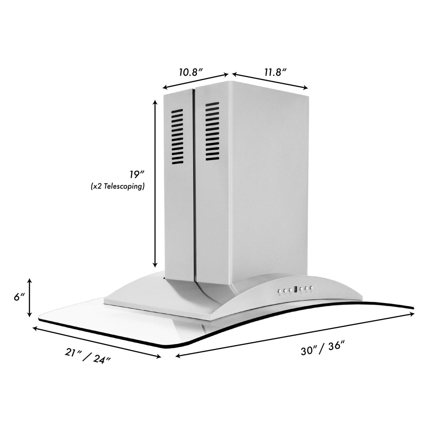 ZLINE GL9i 30" Stainless Steel and Glass Island Mount Range Hood