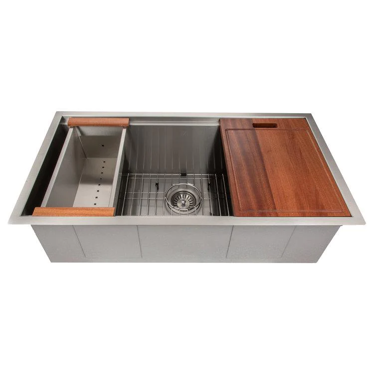 ZLINE Garmisch 33" DuraSnow Stainless Steel Undermount Single Bowl Sink With Accessories