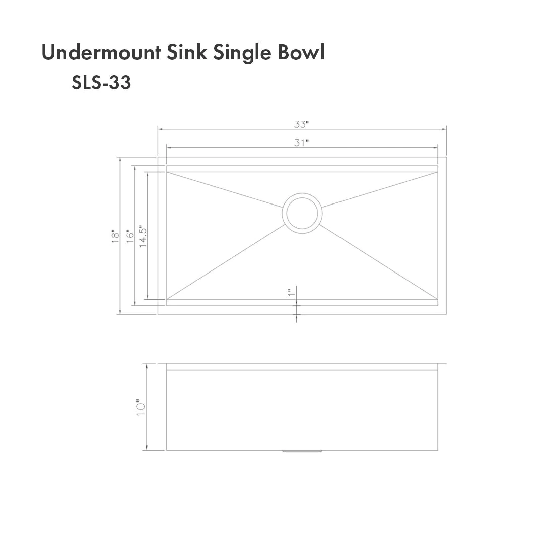 ZLINE Garmisch 33" DuraSnow Stainless Steel Undermount Single Bowl Sink With Accessories