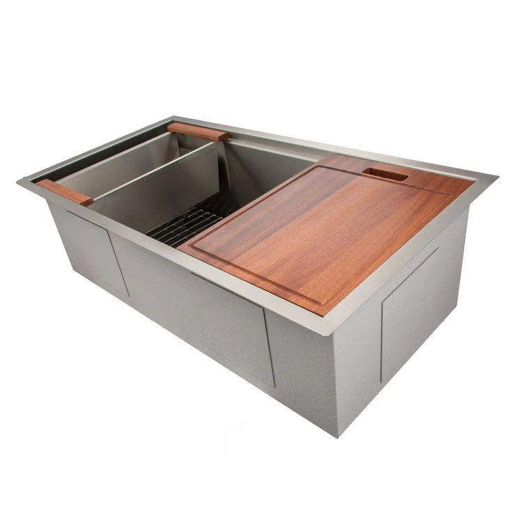 ZLINE Garmisch 33" DuraSnow Stainless Steel Undermount Single Bowl Sink With Accessories