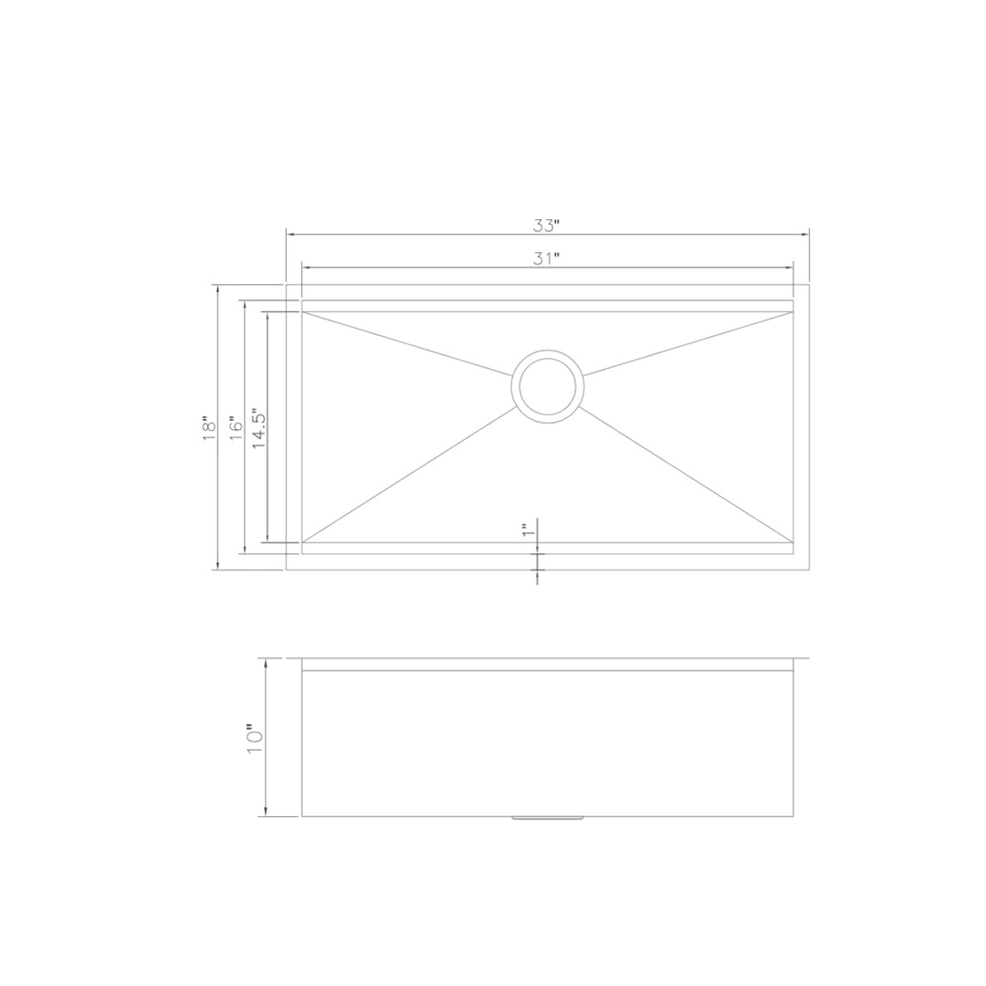 ZLINE Garmisch 33" Stainless Steel Undermount Single Bowl Sink With Accessories