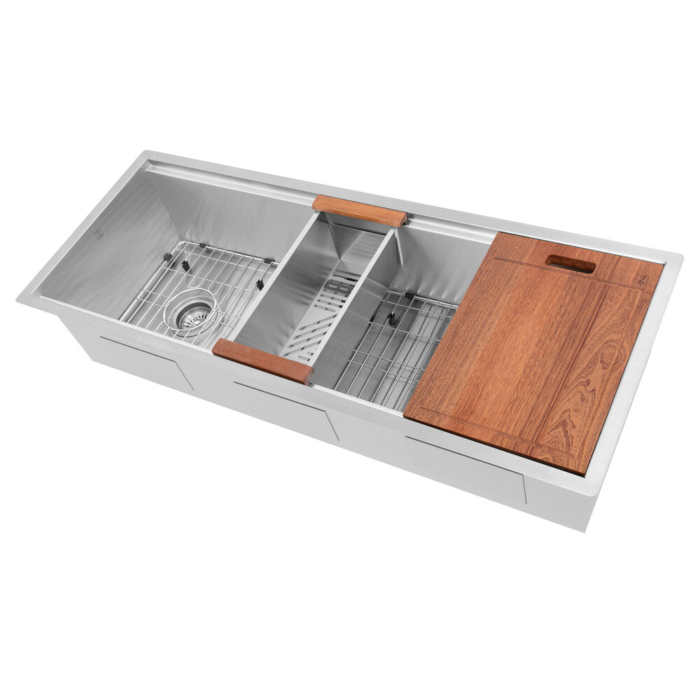 ZLINE Garmisch 43" DuraSnow Stainless Steel Undermount Single Bowl Sink With Accessories