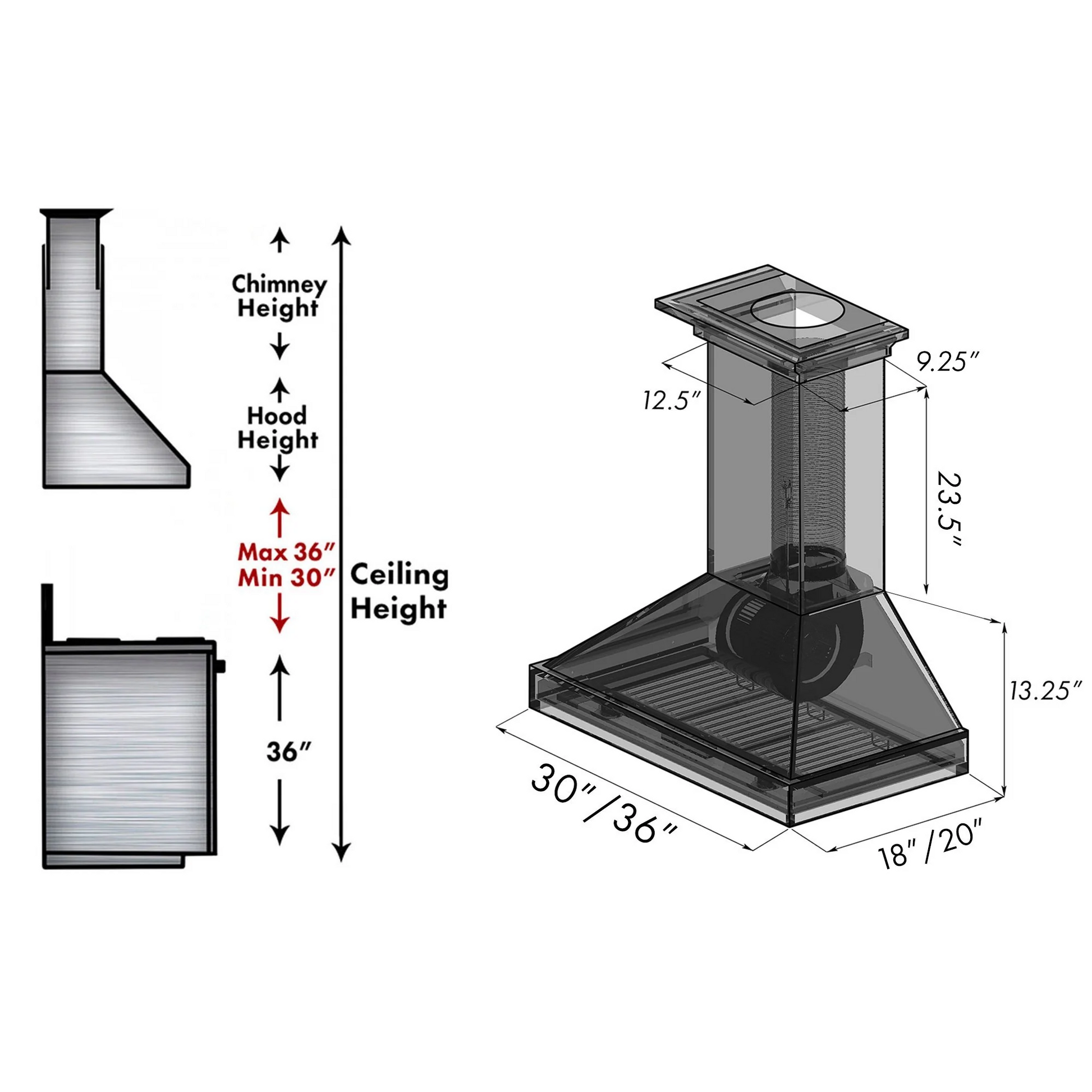 ZLINE KBRRC 30" Walnut Carved Wooden Wall Mount Range Hood - Includes Motor