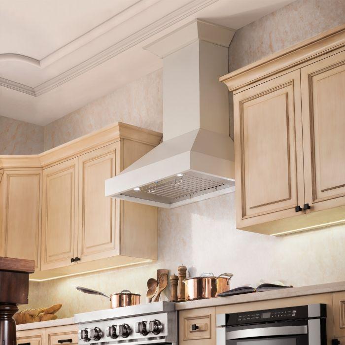 ZLINE KBTT 30" White Wooden Wall Mount Range Hood - Includes Motor