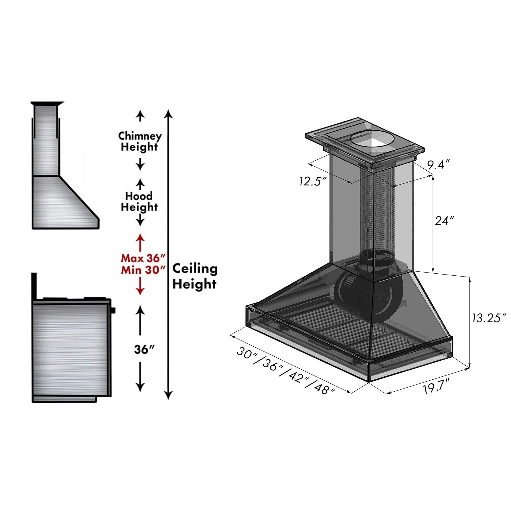 ZLINE KBUF 30" Unfinished Wooden Wall Mount Range Hood - Includes Motor