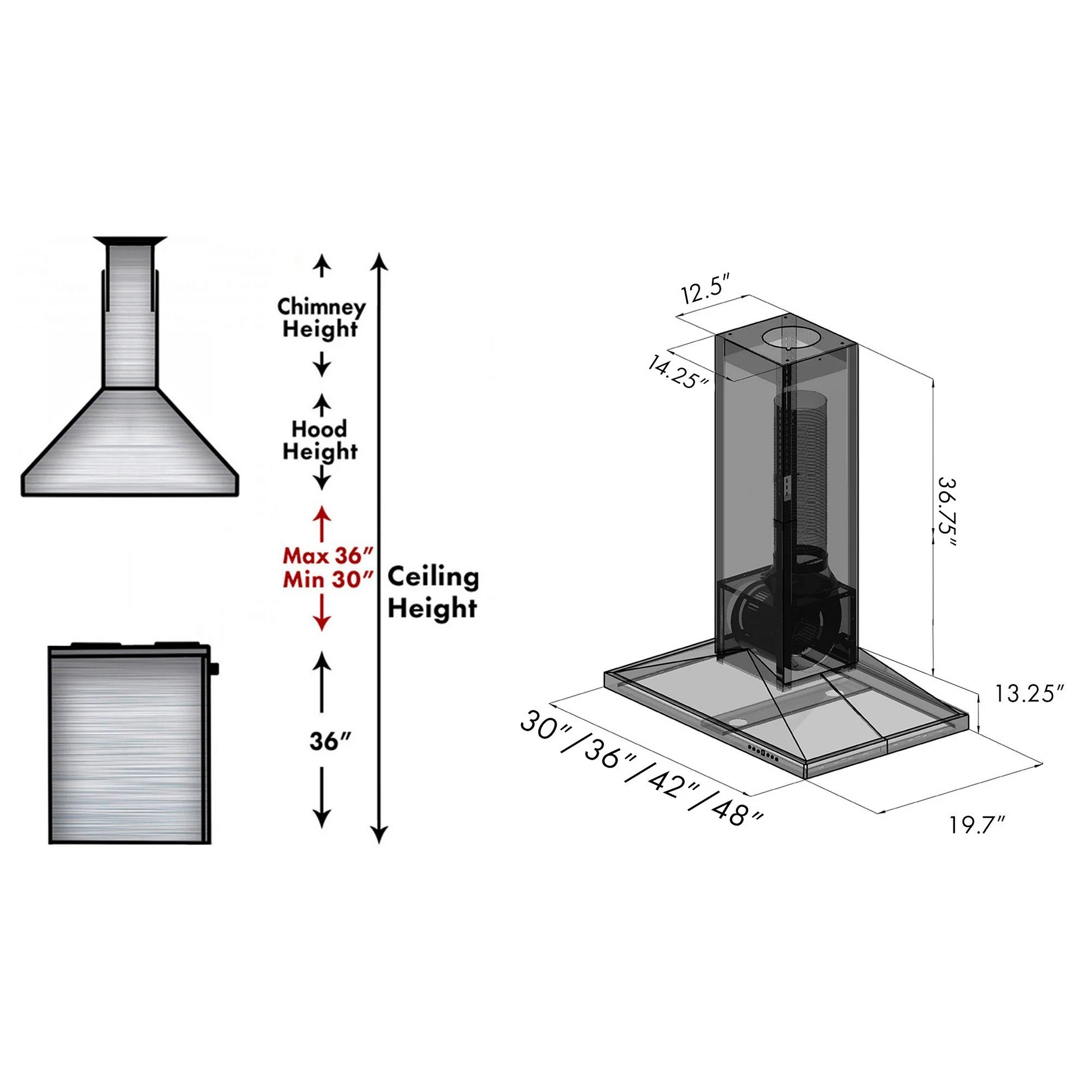 ZLINE KBiCC 36" Black Wooden Island Mount Range Hood - Includes Motor