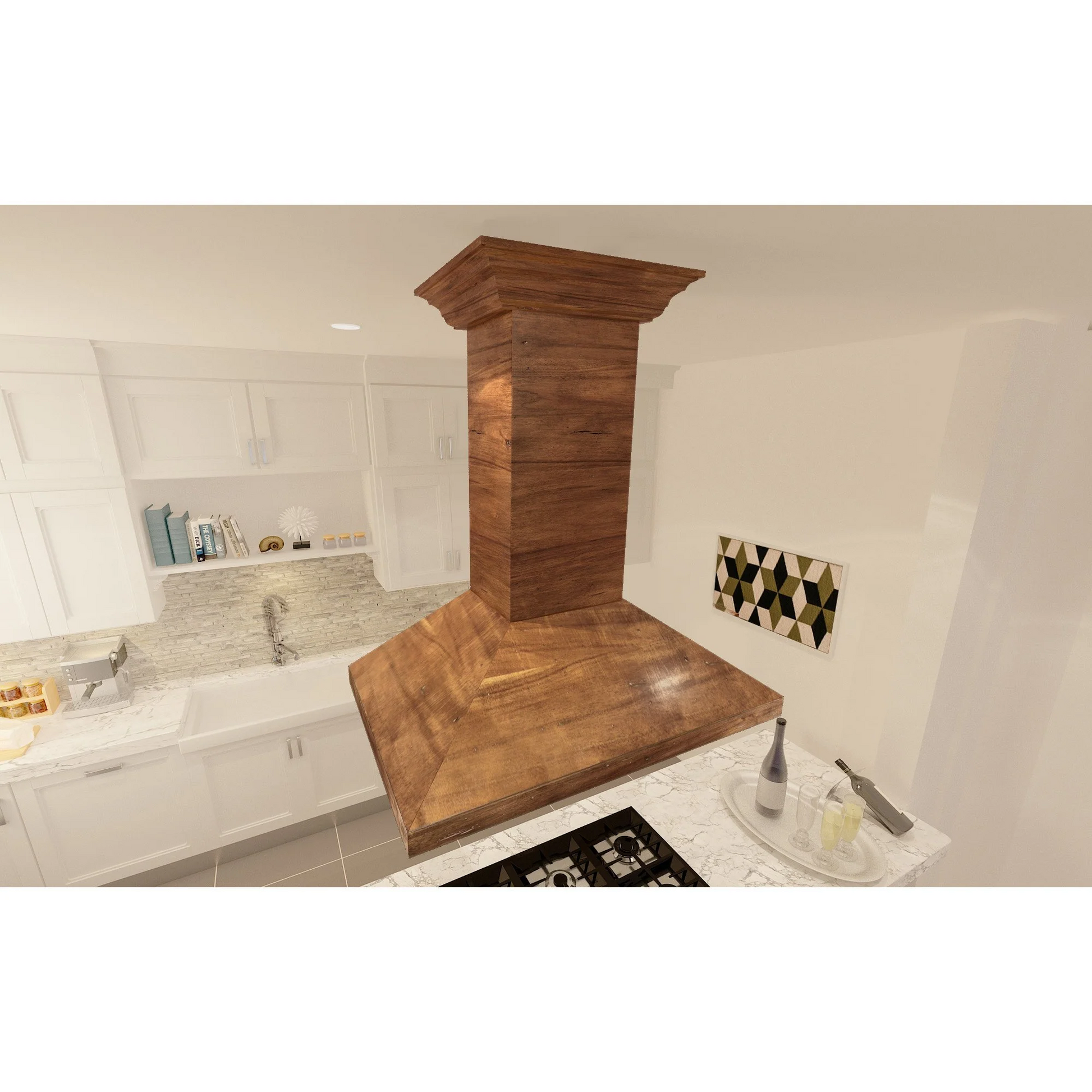 ZLINE KBiRR 30" Walnut Wooden Island Mount Range Hood - Includes Motor