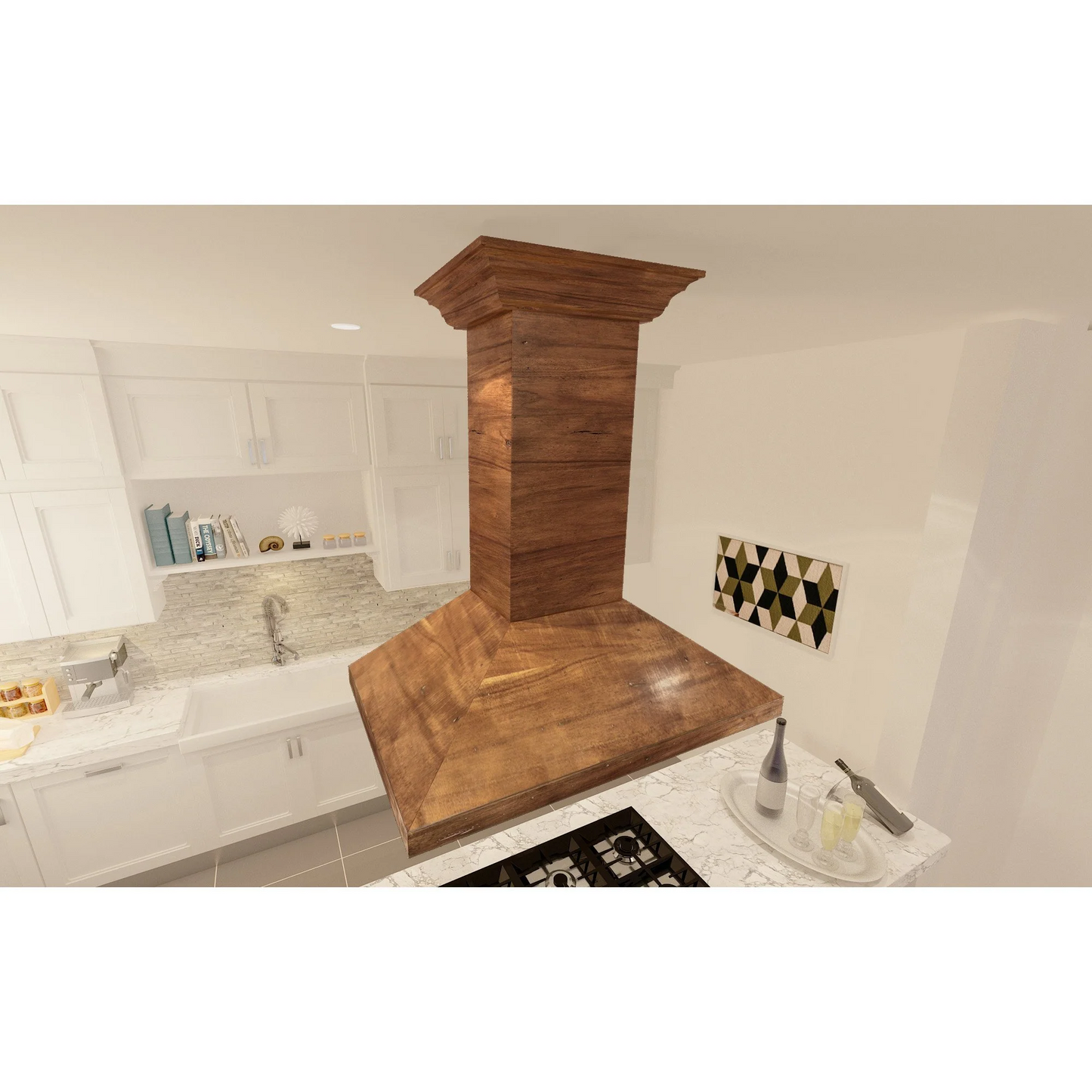 ZLINE KBiRR 48" Walnut Wooden Island Mount Range Hood - Includes Motor