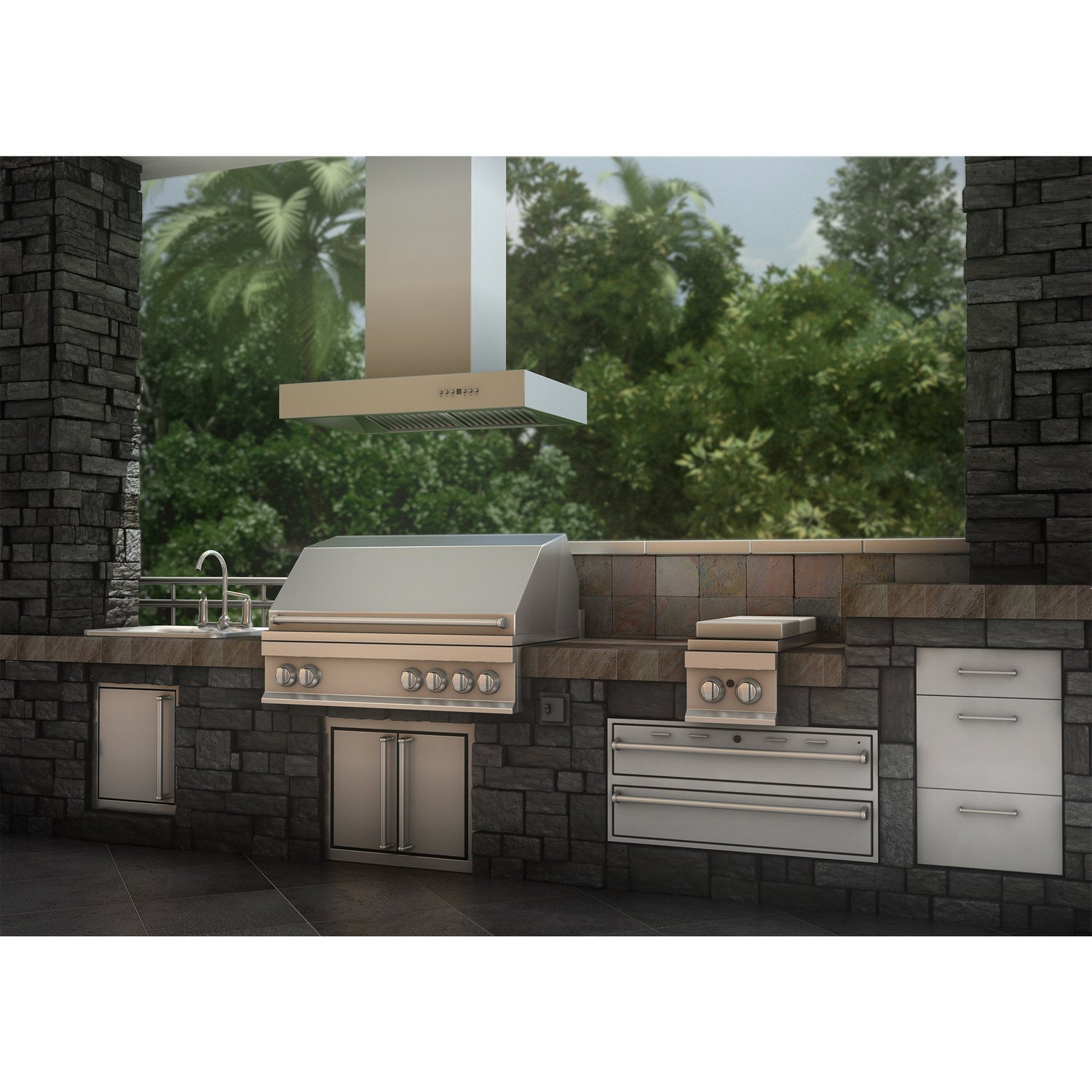 ZLINE KECOMi 48" Professional Stainless Steel Island Mount Range Hood