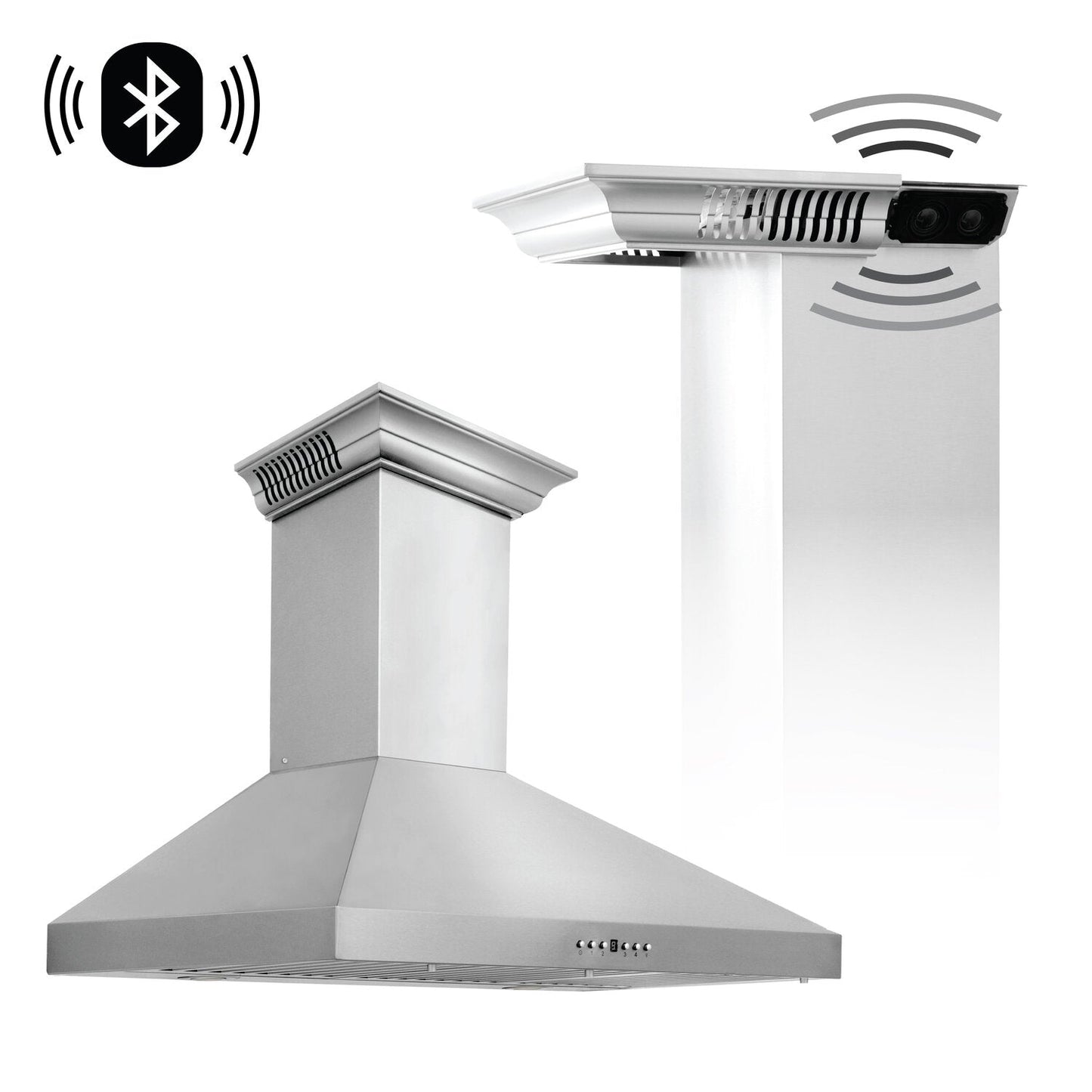 ZLINE KECRN-BT 36" Stainless Steel Wall Mount Range Hood With Built-in CrownSound Bluetooth Speakers