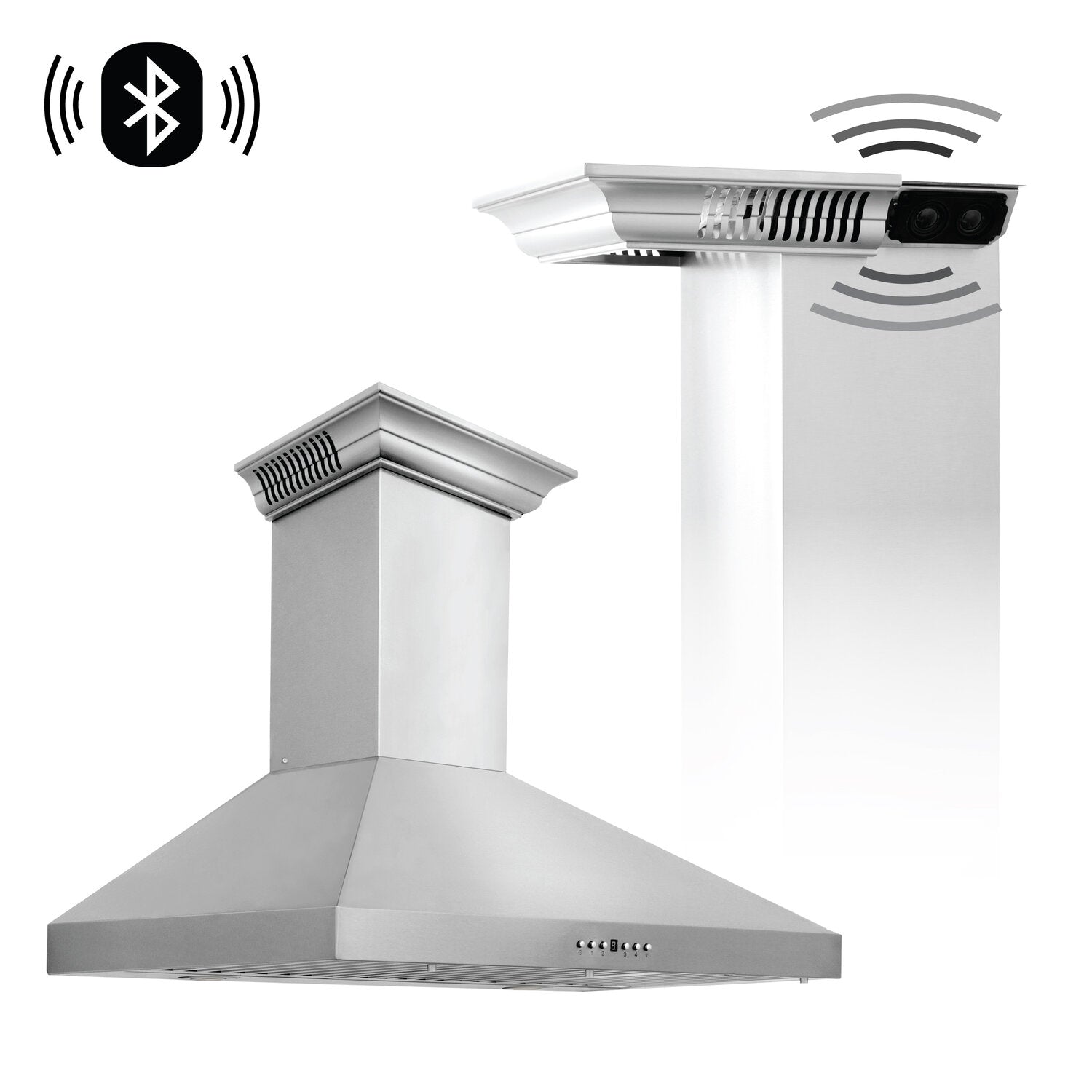 ZLINE KECRN-BT 48" Stainless Steel Wall Mount Range Hood With Built-in CrownSound Bluetooth Speakers