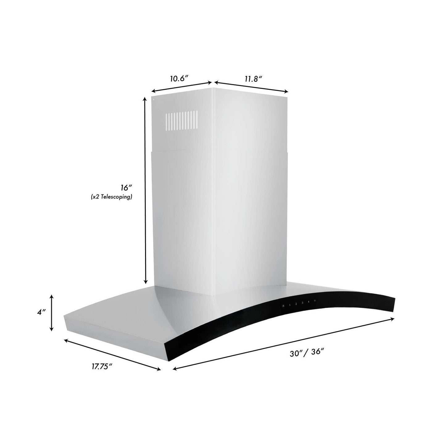 ZLINE KN6 30" Stainless Steel and Glass Wall Mount Range Hood