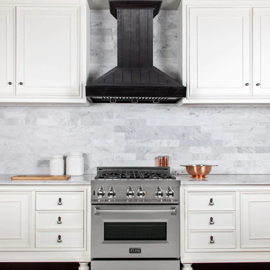 ZLINE KPDD 36" Rustic Dark Finish Wooden Wall Mount Range Hood