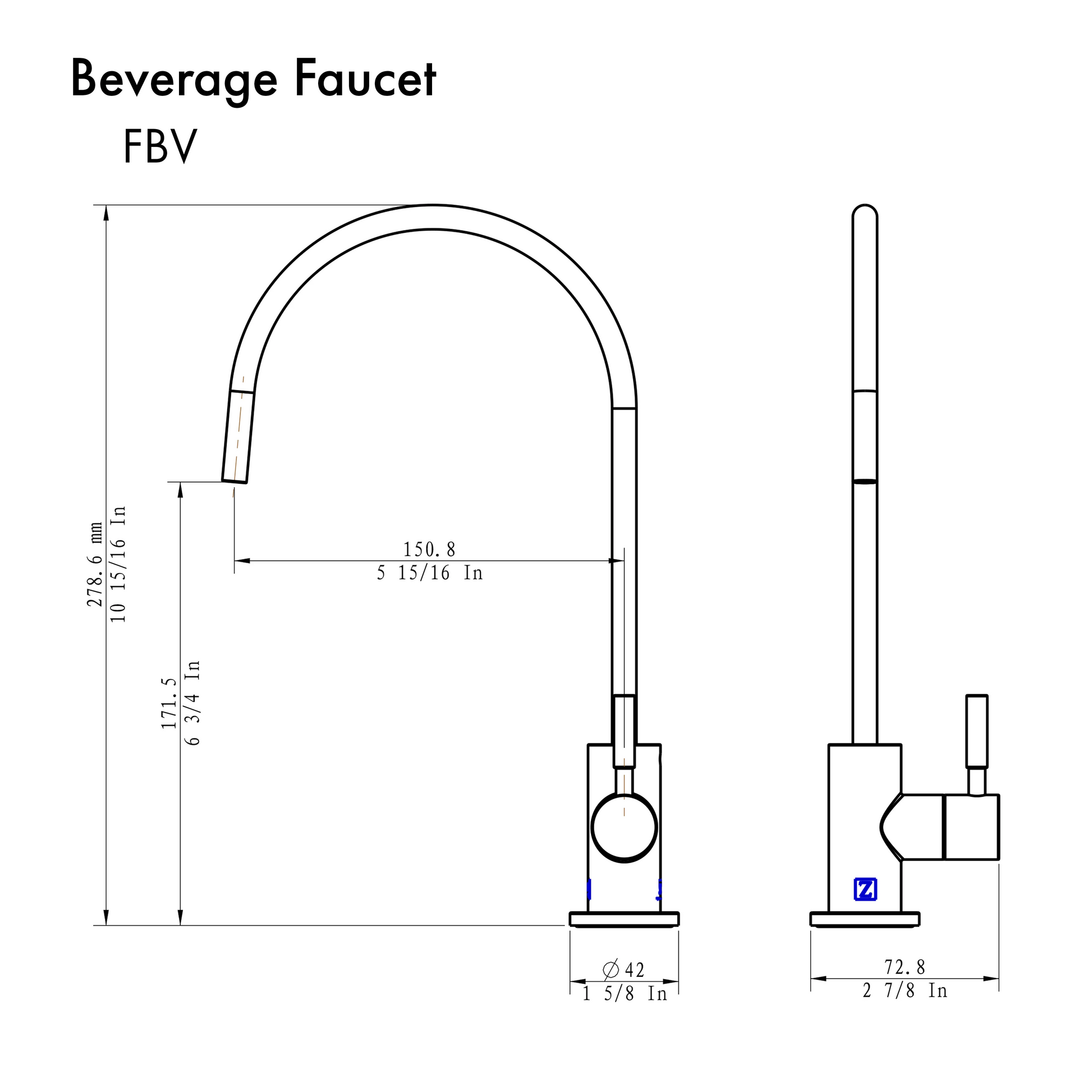 ZLINE Matte Black Single Handle Drink Faucet