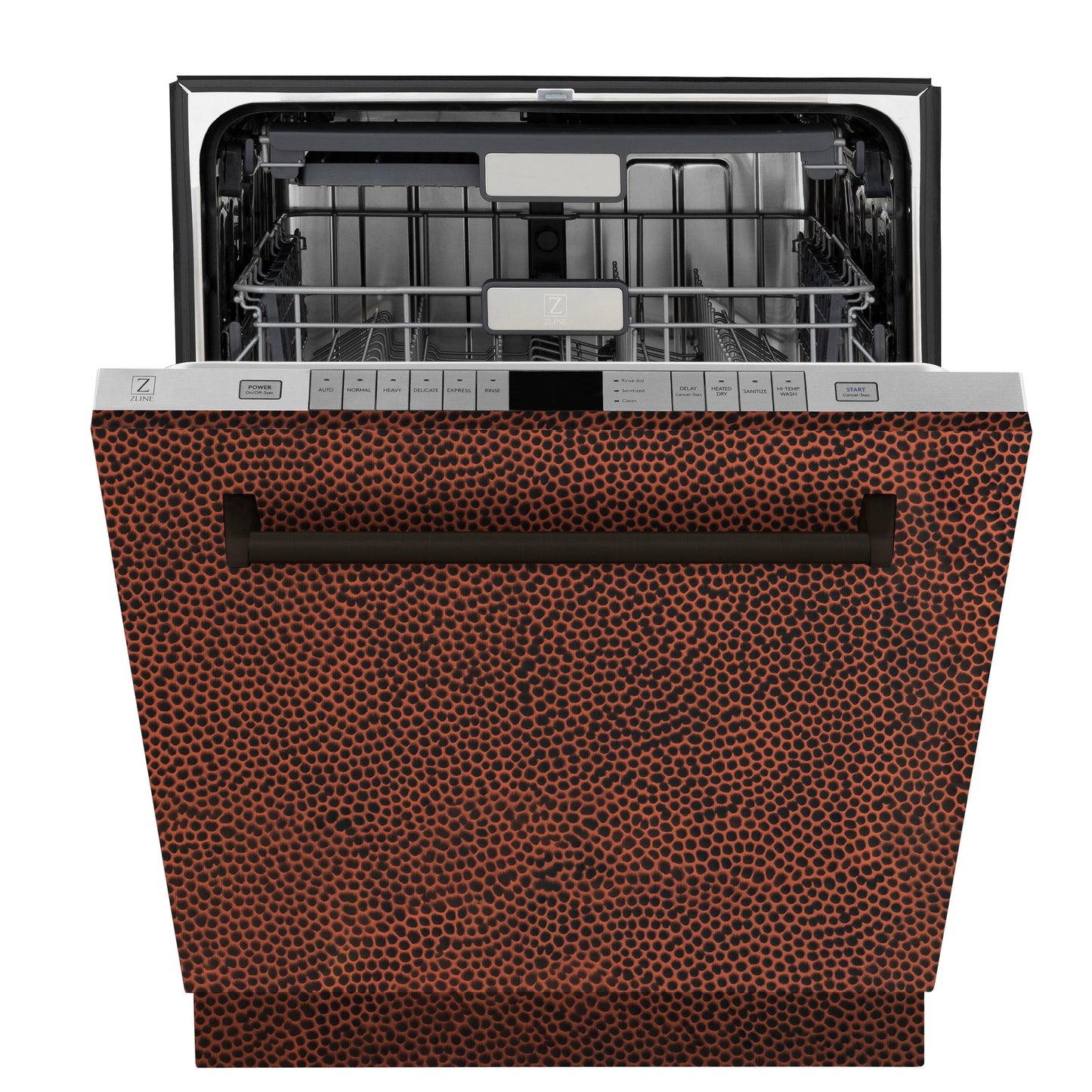 ZLINE Monument Series 24" 3rd Rack Top Touch Control Dishwasher in Hand Hammered Copper with Stainless Steel Tub