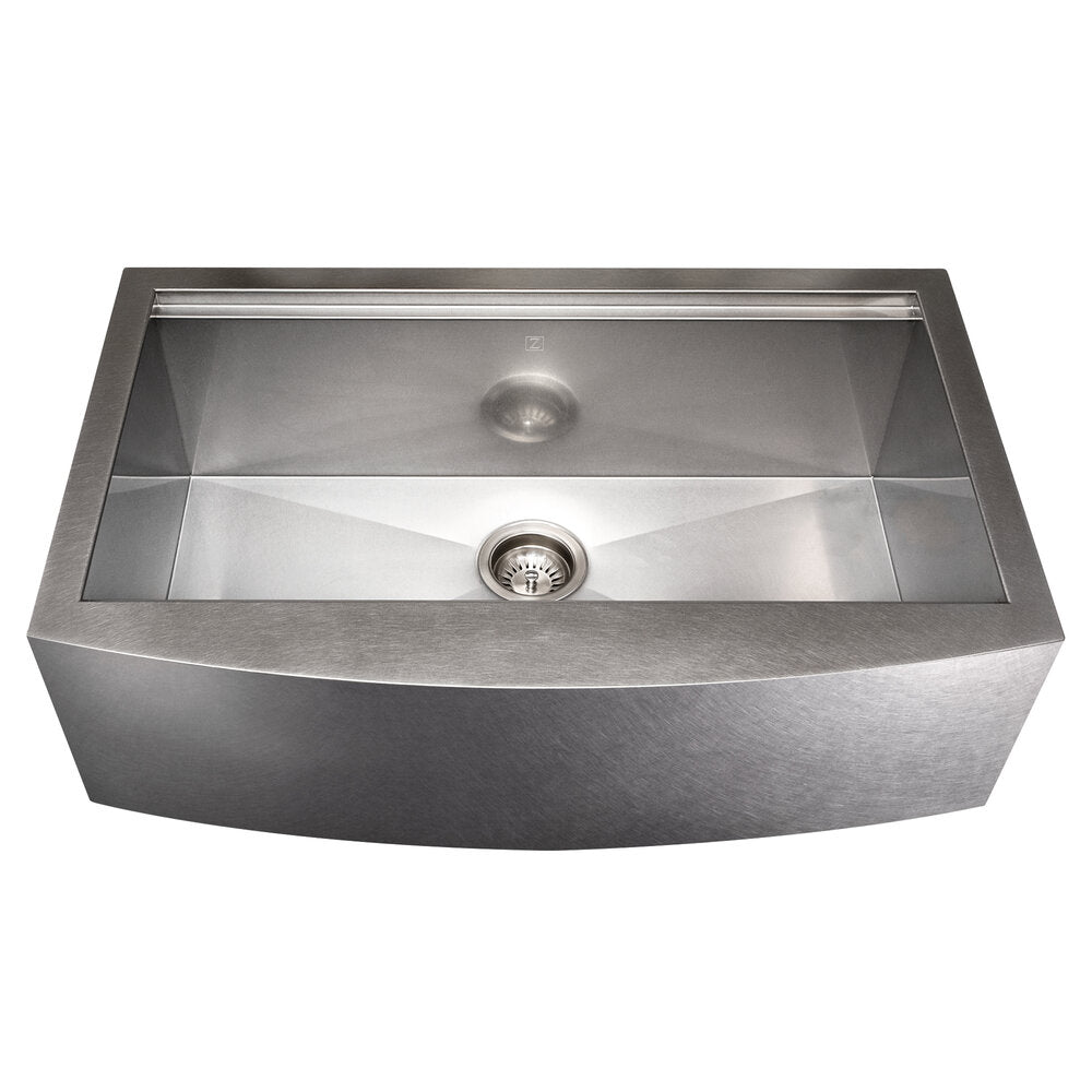 ZLINE Moritz 33" DuraSnow Stainless Steel Farmhouse Single Bowl Sink With Accessories